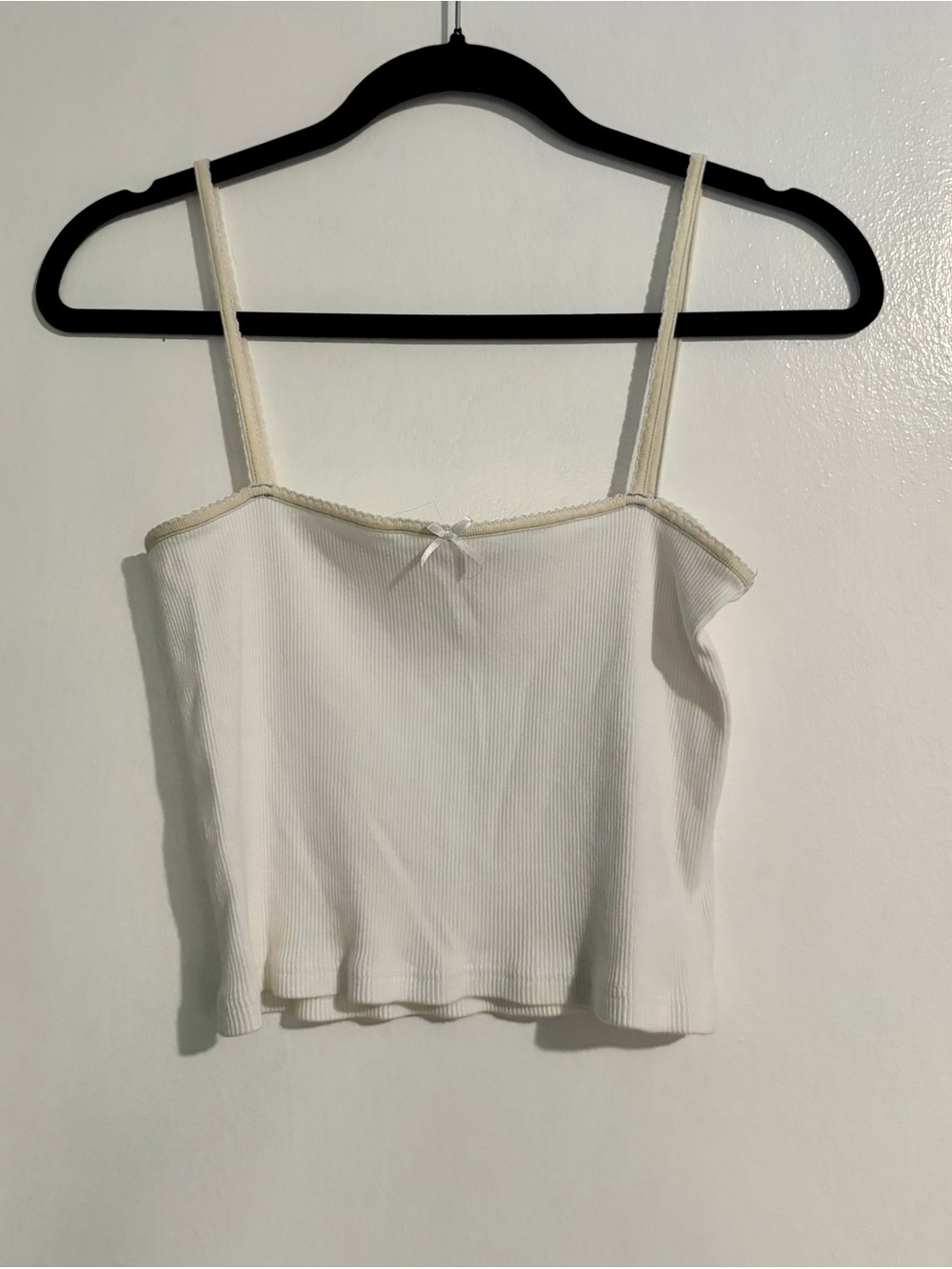 Brandy Melville Cream Ribbed Lace-Trim Cami